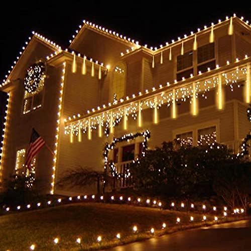 Luces solares de lluvia de meteoritos impermeables para exteriores, luces de decoración de Navidad, funciona con energía solar, 16 tubos de 384