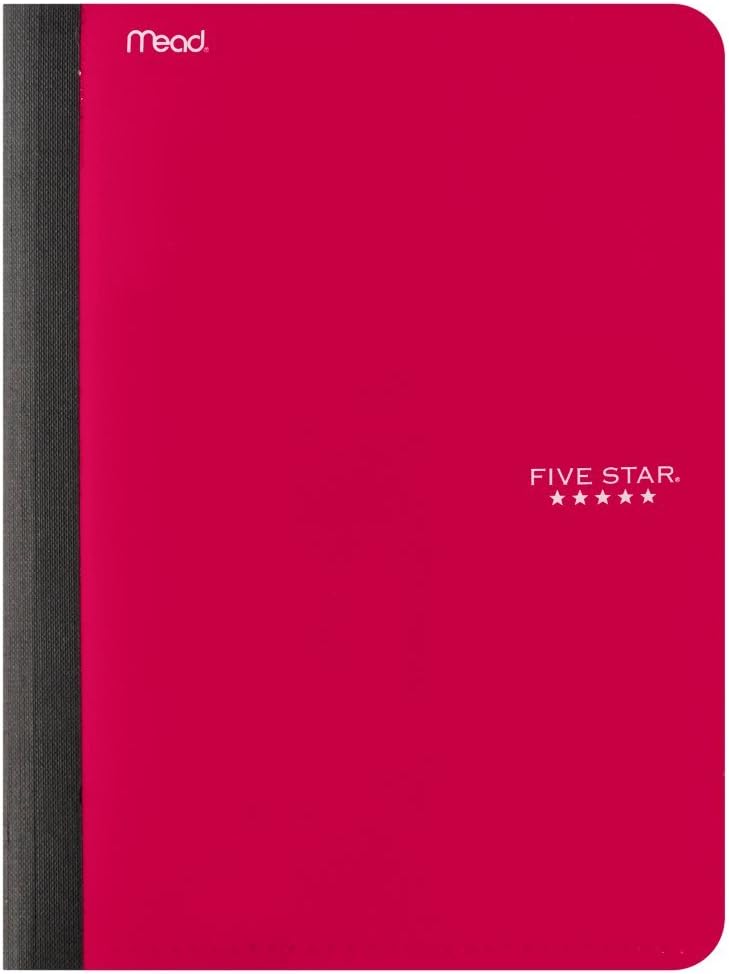 Five Star Libro de composición, cuaderno, con bolsillo, papel rayado universitario, 100 hojas, 9-34″ x 7-12″, color seleccionado para ti, 1 unidad