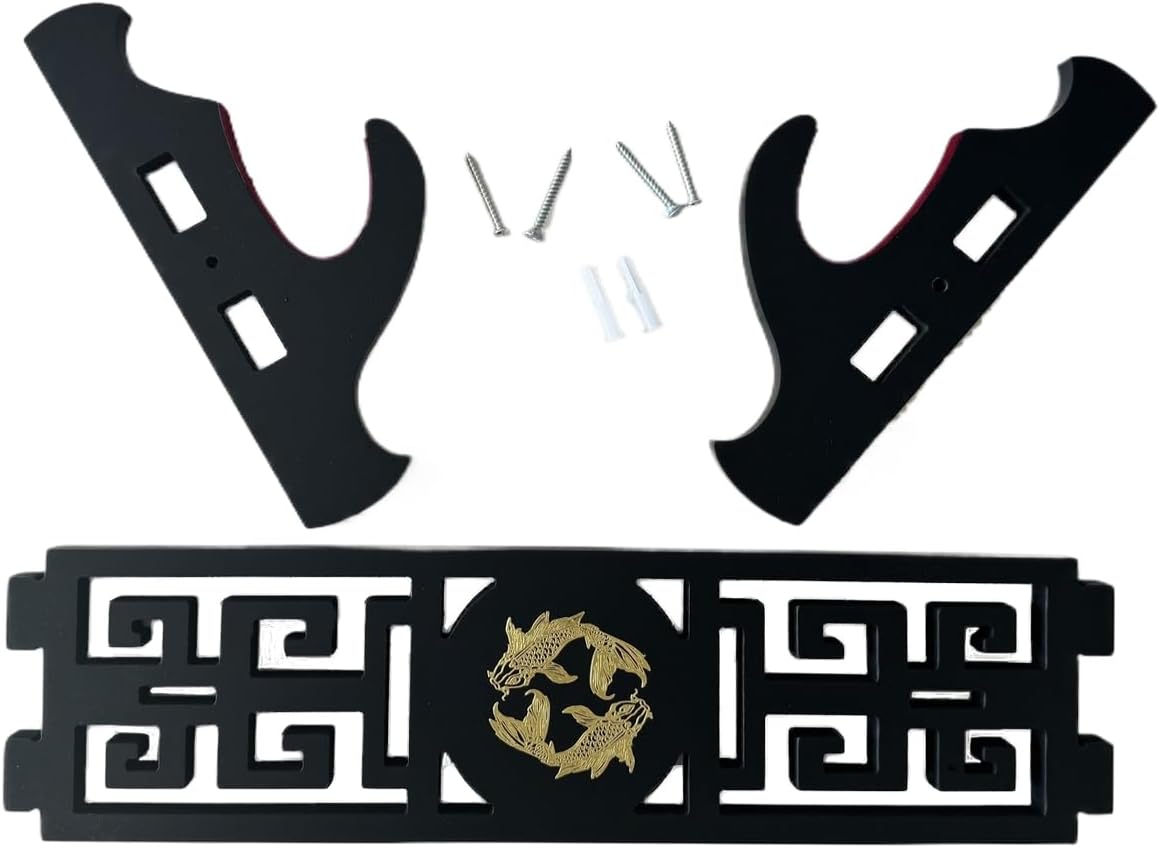 Katana – Soporte de pared para espada de terciopelo de 1 nivel, patrones de peces dorados, soporte acolchado de espada samurái, soporte de espada