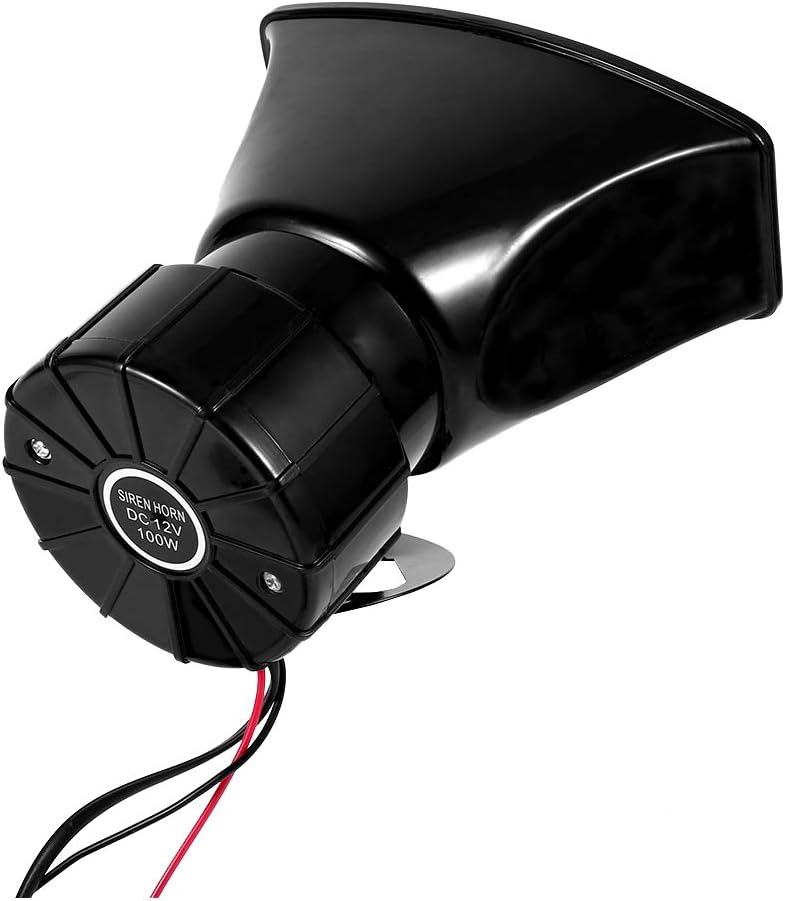 Sirena de cuerno fuerte, sirena de cuerno fuerte de 12 V, 7 sonidos cuerno con micrófono sistema de altavoces PA para coche, barco, furgoneta, camión