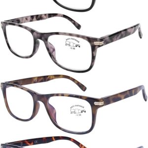 DOOViC Gafas de lectura, paquete de 4 unidades, bloqueo de luz azul, bisagra de resorte, a la moda, clásicos, lectores de computadora para mujeres y DOOViC Gafas de lectura, paquete de 4 unidades, bloqueo de luz azul, bisagra de resorte, a la moda, clásicos, lectores de computadora para mujeres y