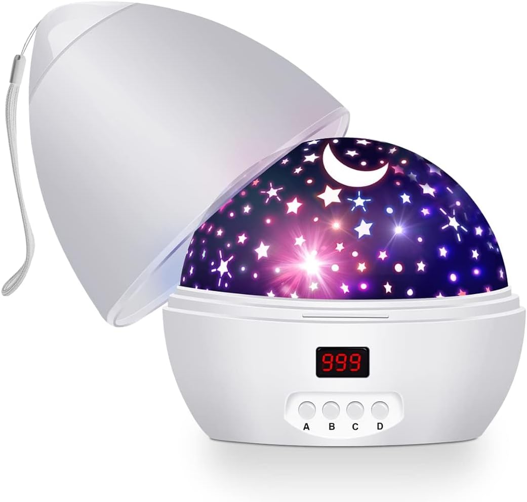 Proyector de luz nocturna de estrellas para interiores, proyector de copo de nieve para dormitorio de niños, lámpara nocturna giratoria de 360
