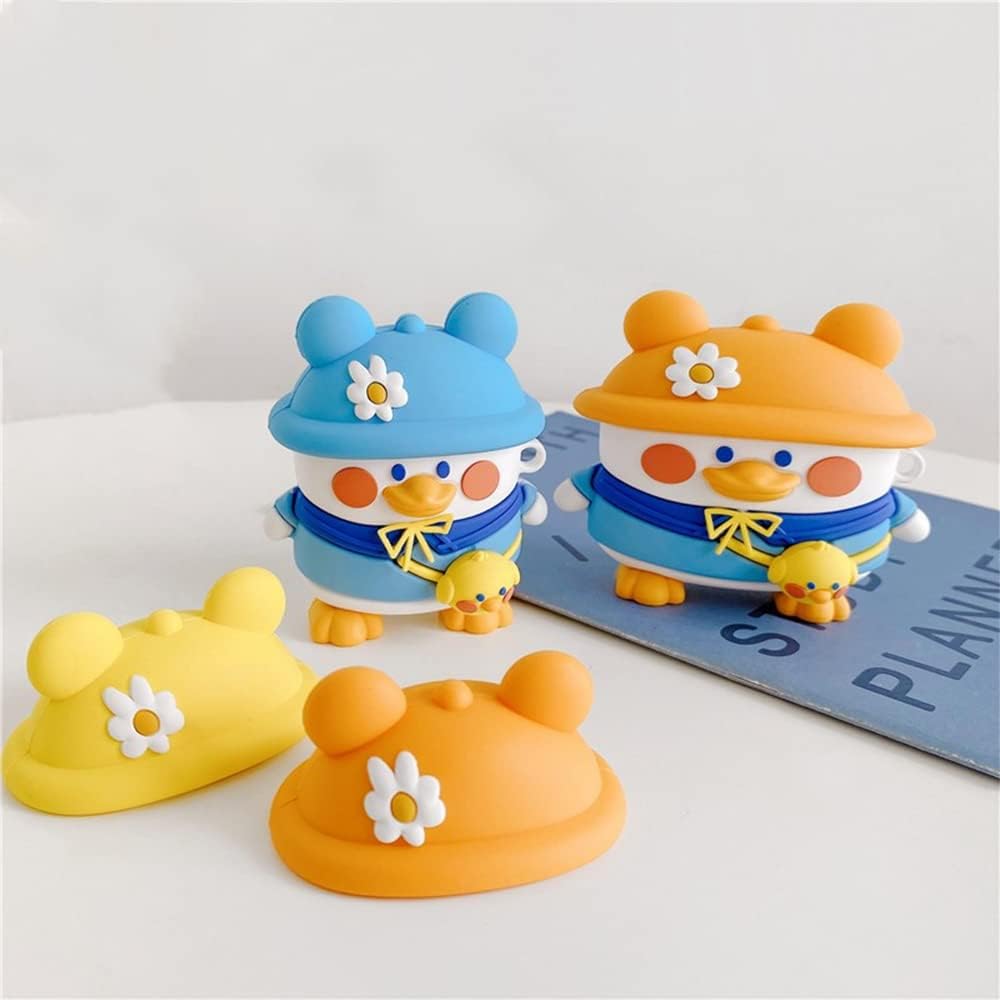 LALAPOPO Funda para AirPods, diseño divertido y encantador de dibujos animados en forma de pato, fundas de moda para niños, niñas, niños y