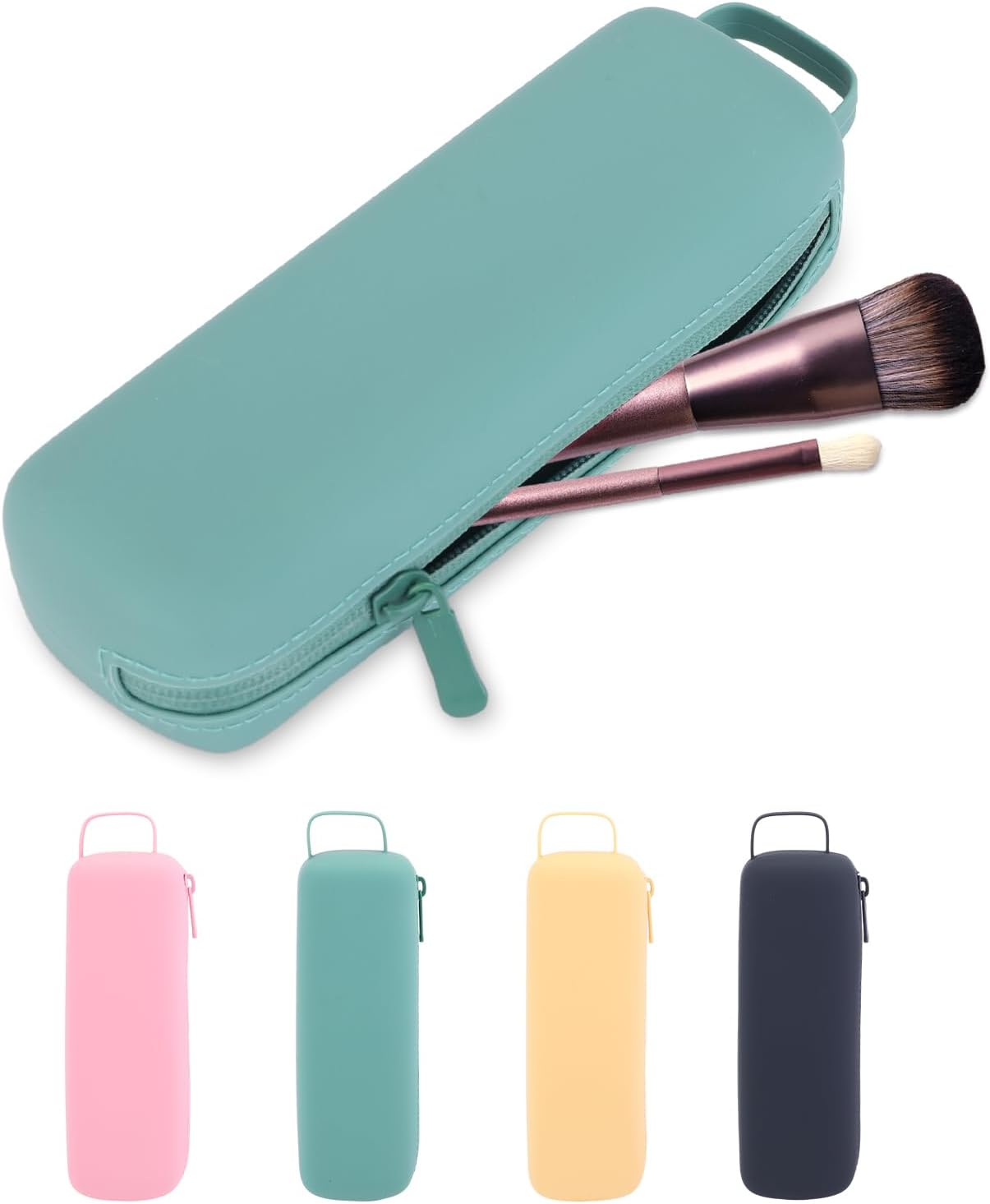 Estuche de silicona para brochas de maquillaje, bolsa de cosméticos de viaje, organizador de maquillaje con cremallera para viajes, artículos de