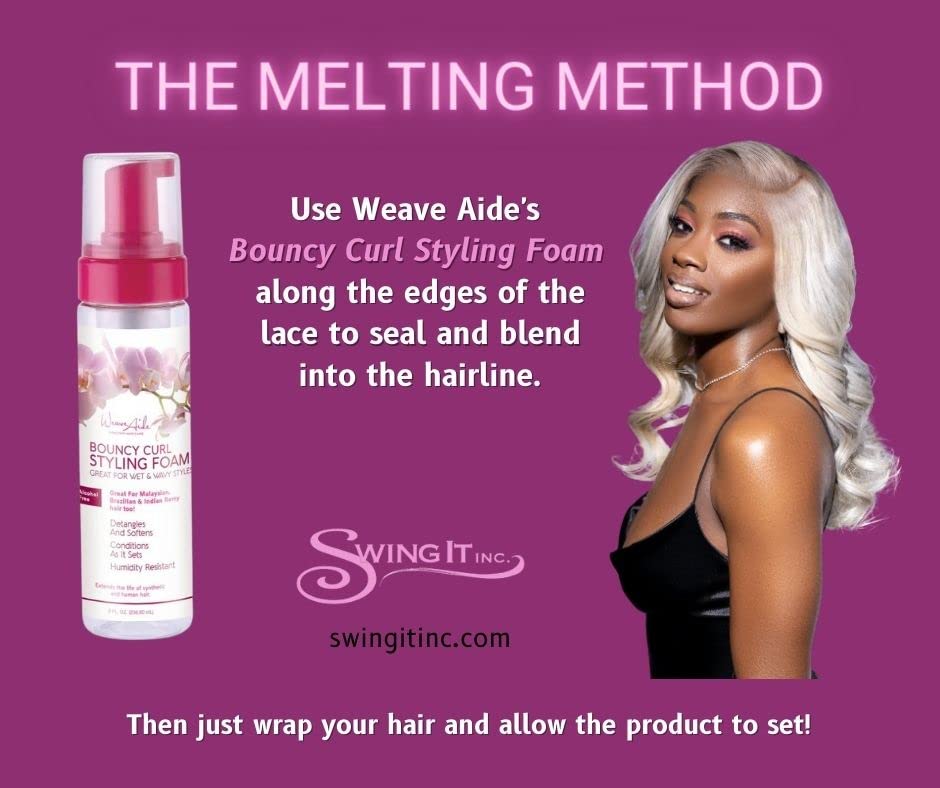 Weave Aide Bouncy Curl Styling FoamMousse 8 oz. Control de encrespamiento, mousse para el cabello, mousse de rizos para definición de cabello