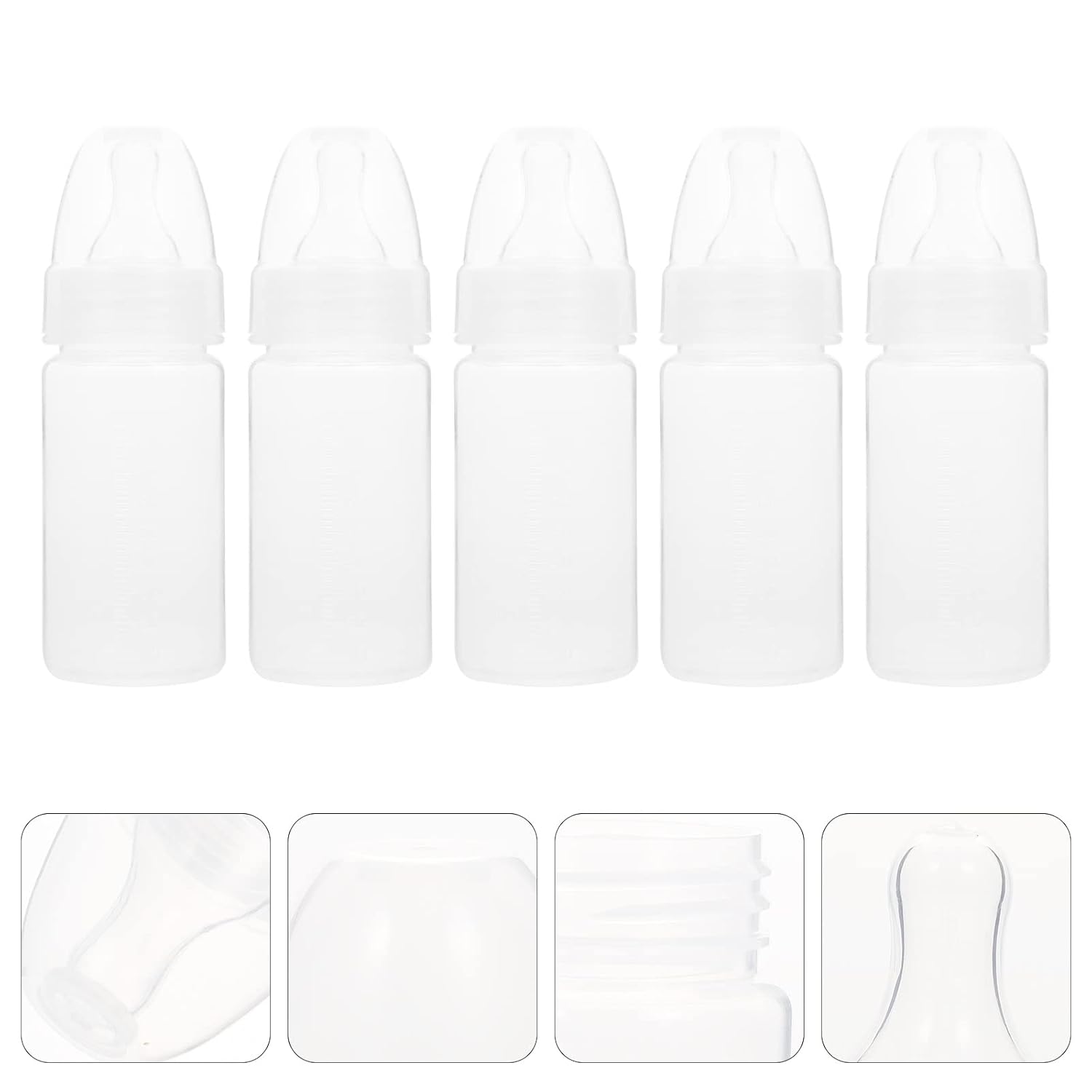 DOITOOL 15 botellas de leche desechables para recién nacidos, botellas de leche flexibles, botellas clásicas de cuello transparente (blanco)