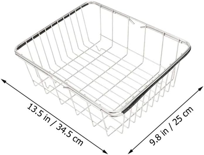 SHERCHPRY Escurridor de platos sobre el fregadero, cesta de acero inoxidable retráctil para fregadero de cocina para lavar frutas, verduras,