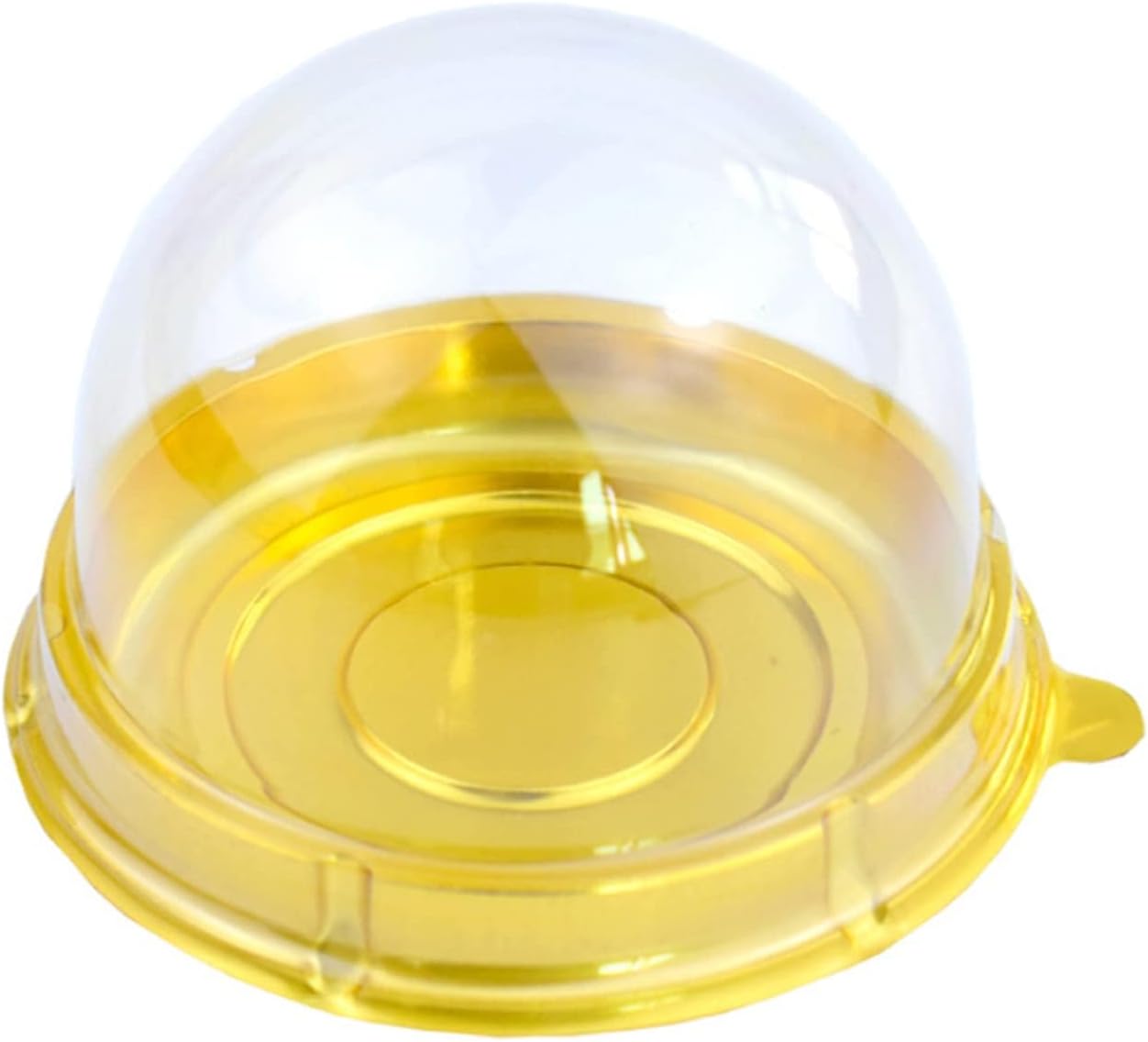 Contenedor de plástico transparente para cupcakes, 50 cajas doradas para cupcakes, magdalenas, magdalenas, cúpula, contenedor para magdalenas, cajas