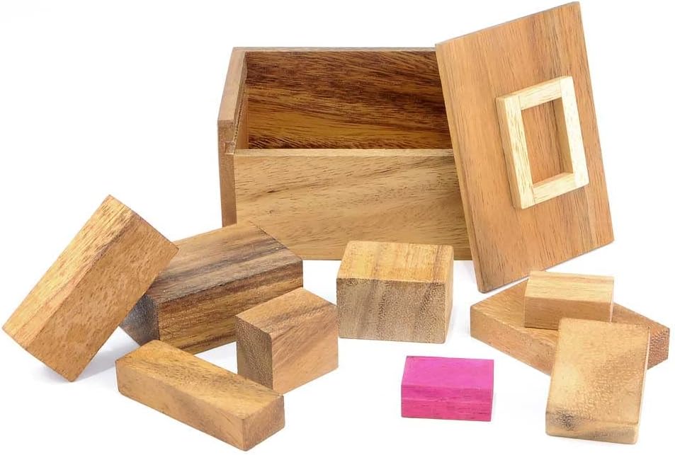 Logica Puzzles Art. Piedra Roja Oculta – Rompecabezas 3D en madera fina – 2 rompecabezas en 1 – Colección Leonardo da Vinci – Rompecabezas mental