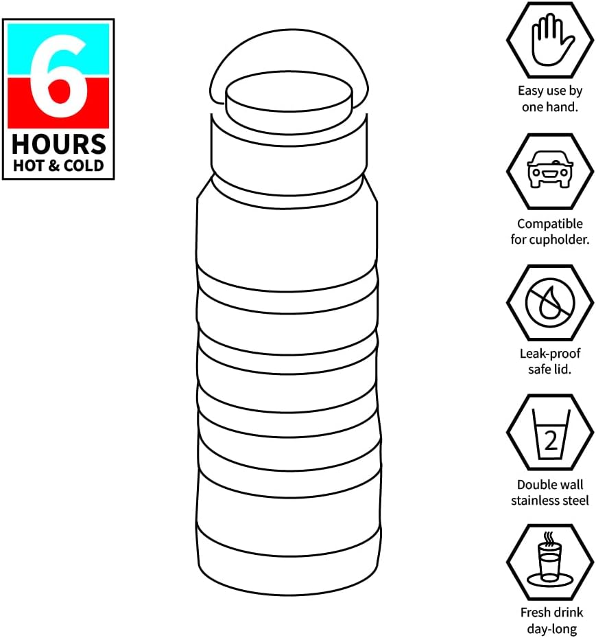 Termo de cocina frío caliente, botella de 14 onzas, cuerpo de acero pintado de doble capa inoxidable e irrompible, café, bebidas frescas, sin BPA,