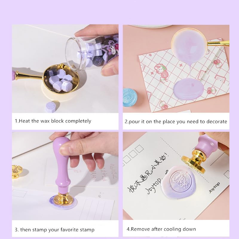 Kuromi Wax Seal Kit 6 in 1 DIY Sealing Wax Seal Stamp Kit Includes Wax Seal Stamp, Wax Stamp Spoon and Candles Use to Letters Invitations & Gift