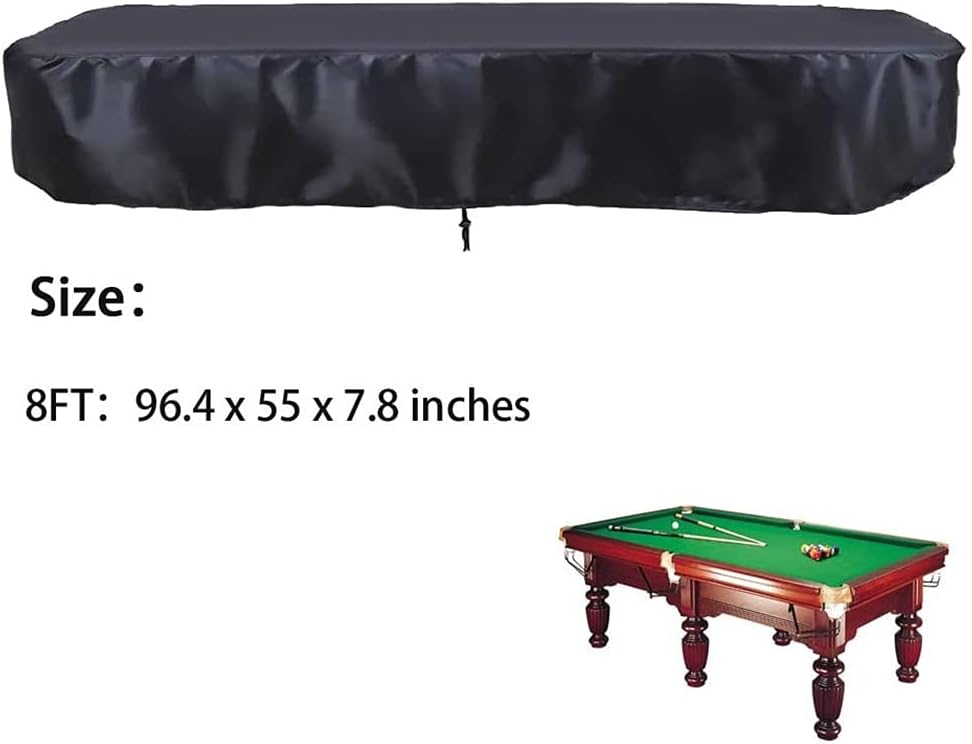 Huhebne – Mantel para mesa de billar de 8 pies con cordón duradero, impermeable, para mesa rectangular, color negro