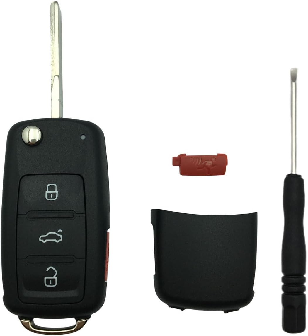 Funda de repuesto para llavero de 3+1 botones, VW, Volkswagen, GTI, Jetta, Eos, Golf, sin llave, entrada y control remoto (tipo B-1 unidad)