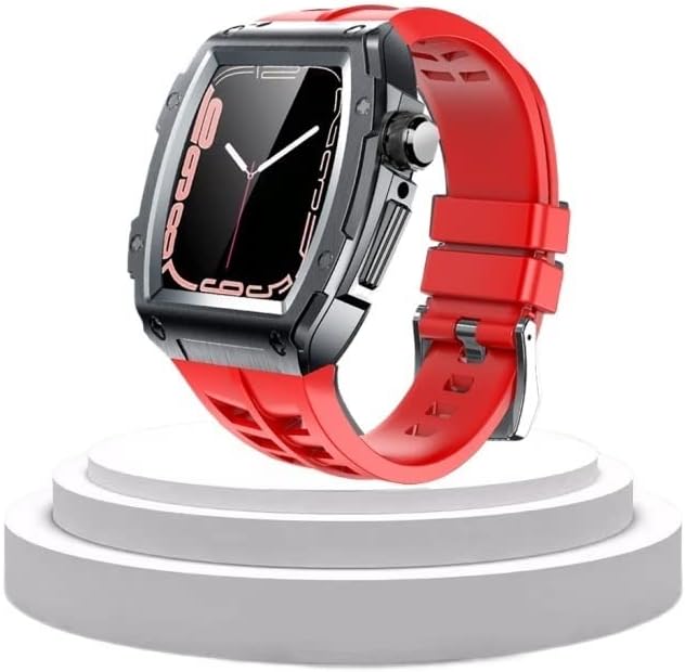 BEFIA Kit de modificación de caja de metal correa de silicona para Apple 1.772 in 1.732 in acero inoxidable Smartwatch banda para iWatch Series 8 7