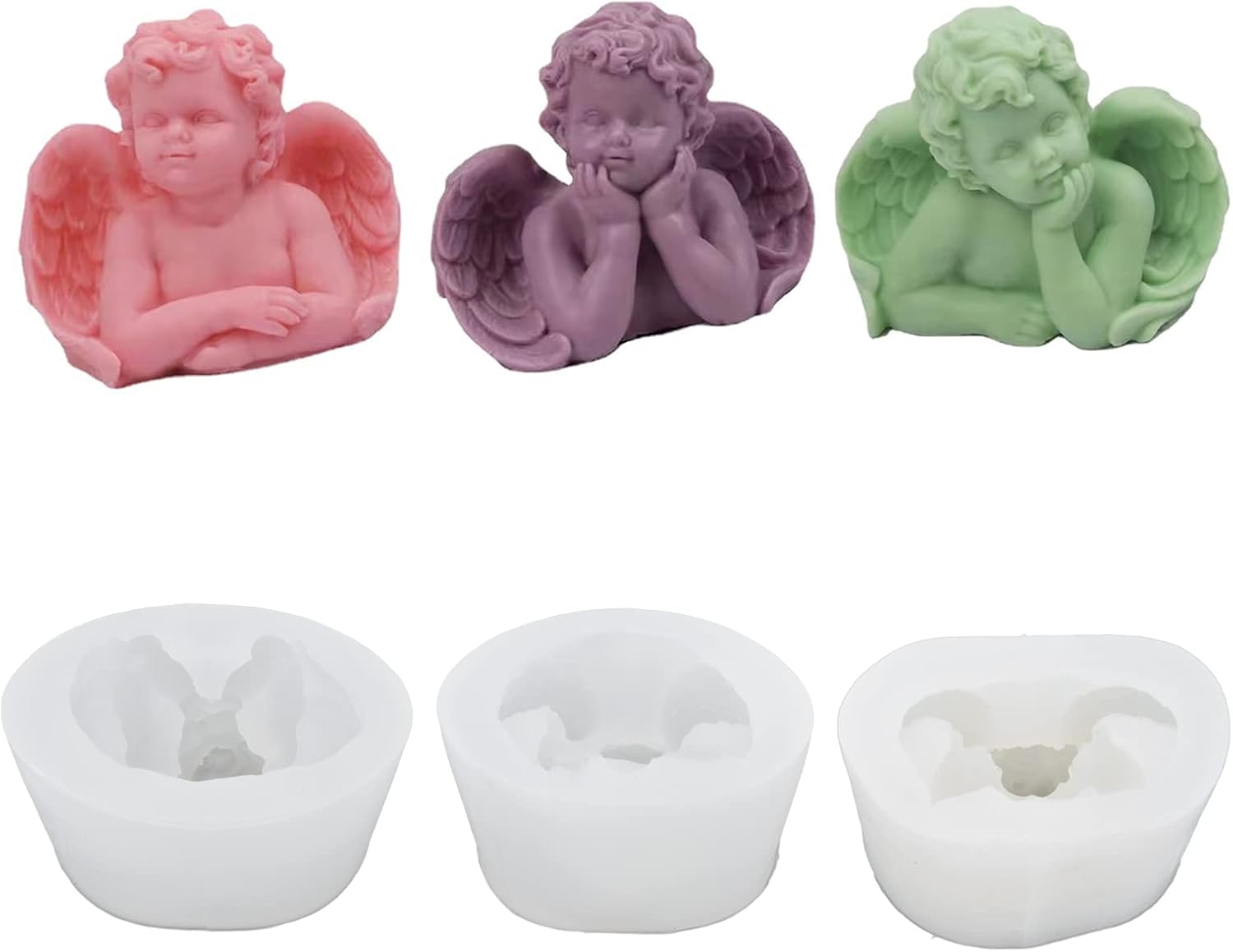 Tomotato Molde de resina de ángel 3D, molde de silicona reutilizable de grado alimenticio, moldes para hacer manualidades para decoración de jabón,