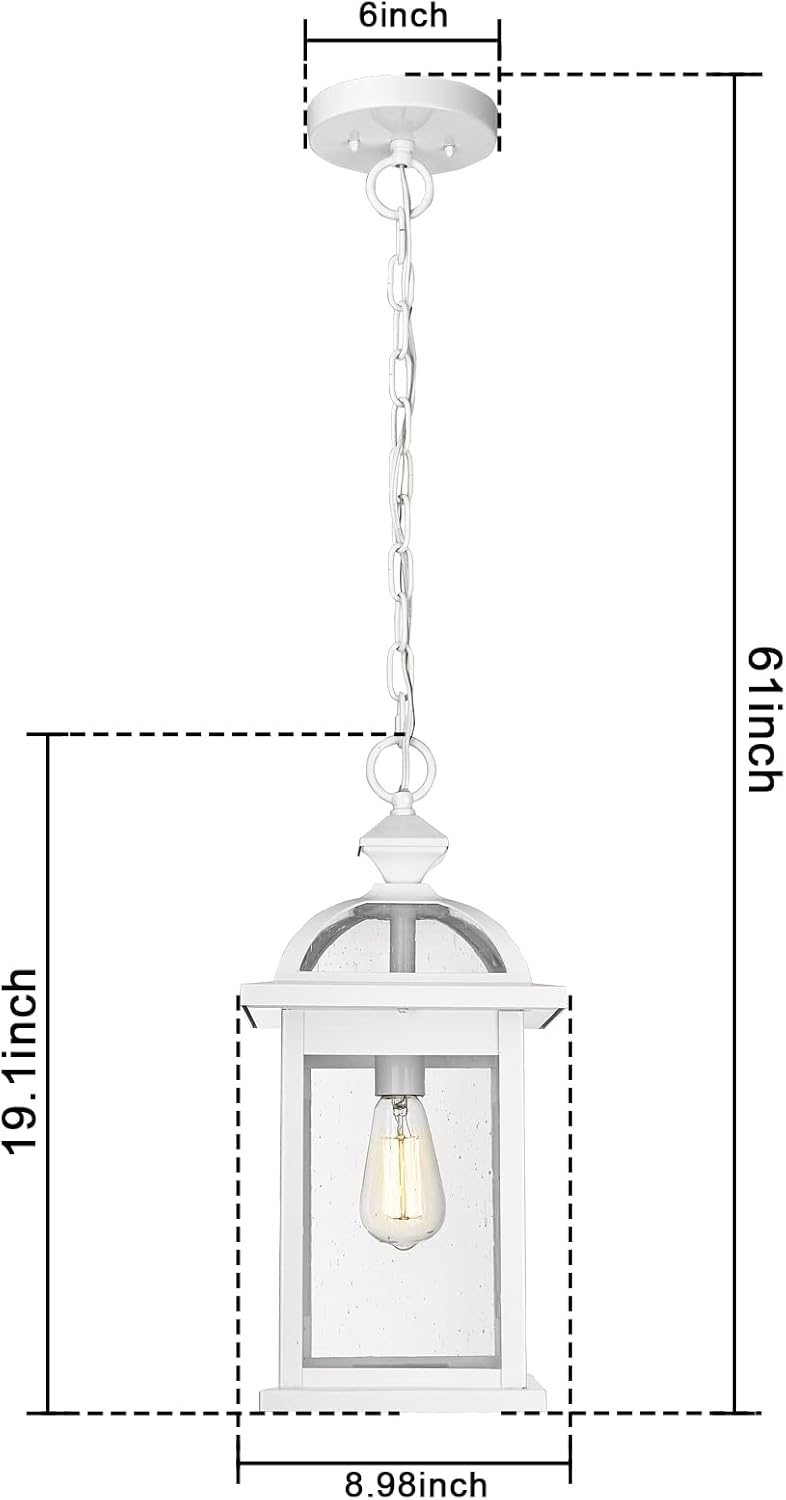 Darkaway Farol colgante para exteriores, grande de 20 pulgadas con luces colgantes de aluminio de vidrio para exteriores, para porche, patio,