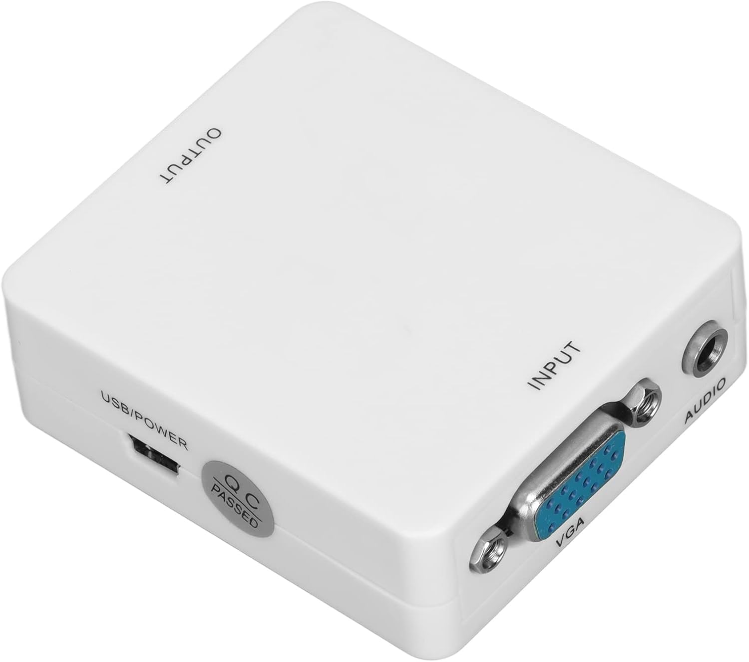 Convertidor de audio y video VGA a HDMI, 1080P Full HD Mini caja adaptadora con cable USB y cable de puerto de audio de 0.138 in, compatible con
