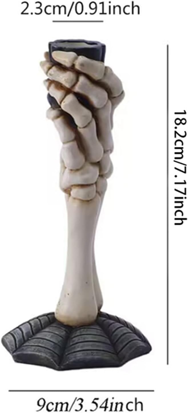 Portavelas de pilar para decoración de Halloween, portavelas de mano de calavera, esqueleto gótico, bruja, candelabros de mano, decoración del hogar