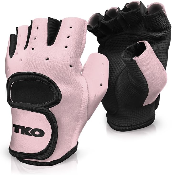 TKO Guantes de entrenamiento con agarres acolchados antideslizantes  Guantes de neopreno con malla transpirable para levantamiento de pesas,