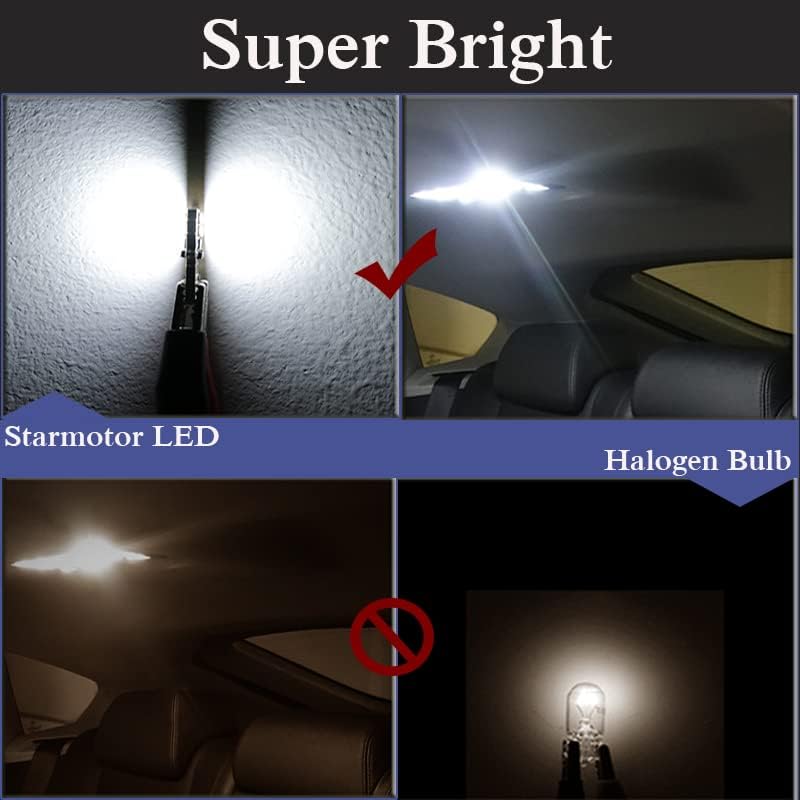 Bombilla LED T10 6000K 194 W5W Bombilla LED para interior del automóvil, 4-SMD Bombillas de repuesto LED Kit de luz interior Luces LED para puerta