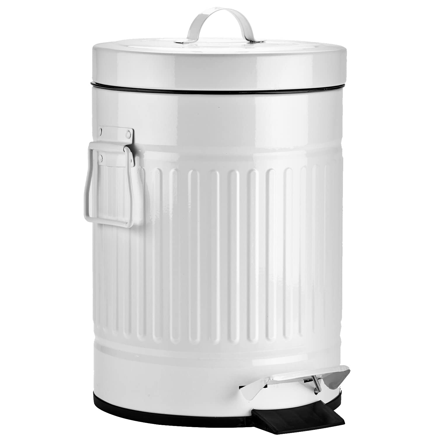Autumn Alley, Farmhouse – Basurero de baño blanco con tapa y pedal, cubo de basura blanco para baño rústico, cubo de basura de cocina de granja,