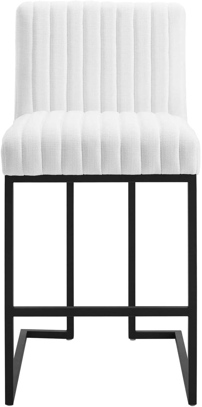 Modway Indulge Channel – Taburete de bar de tela copetuda para mostrador, color blanco