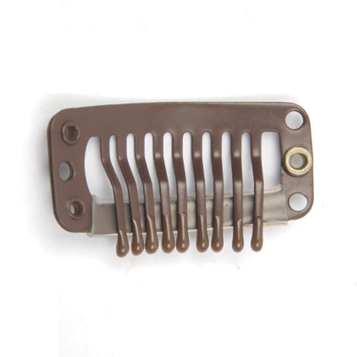 20 clips de metal a presión para extensiones de cabello DIY con clip, 9 dientes, 0.04 ozpieza, 9 dientes, 0.04 ozpieza, color marrón oscuro (marrón