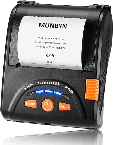 MUNBYN Impresora de recibos Bluetooth IMP001 Impresora POS para pequeñas empresas, restaurante, supermercado, comando ESCPOS, para Windows, Android
