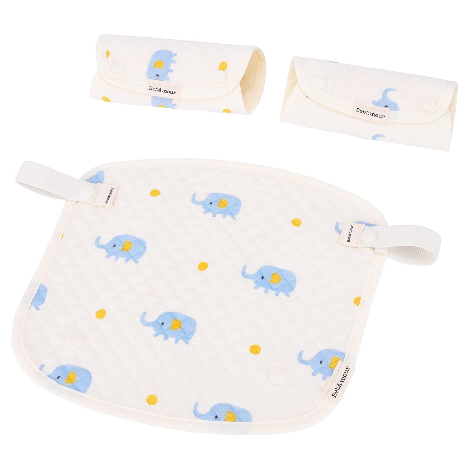 Bebamour Babero reversible de algodón para todas las posiciones de transporte, babero blanco para niños y niñas (elefante)