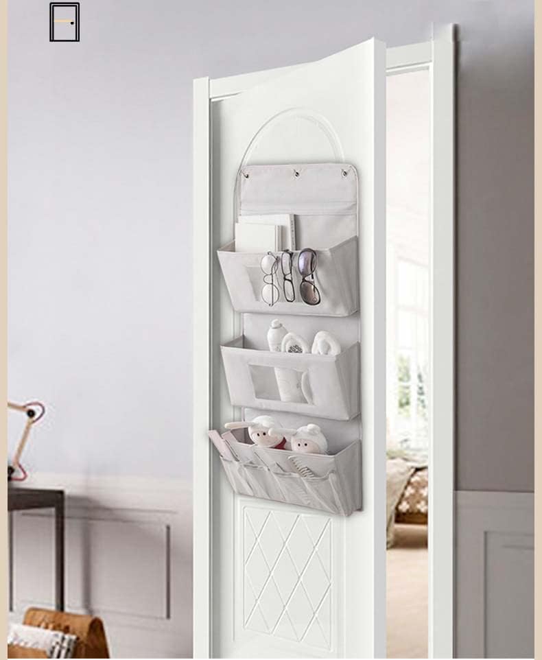 Organizador colgante para colgar sobre la puerta de baño con 2 bolsillos transparentes, organizador de almacenamiento detrás de la puerta,