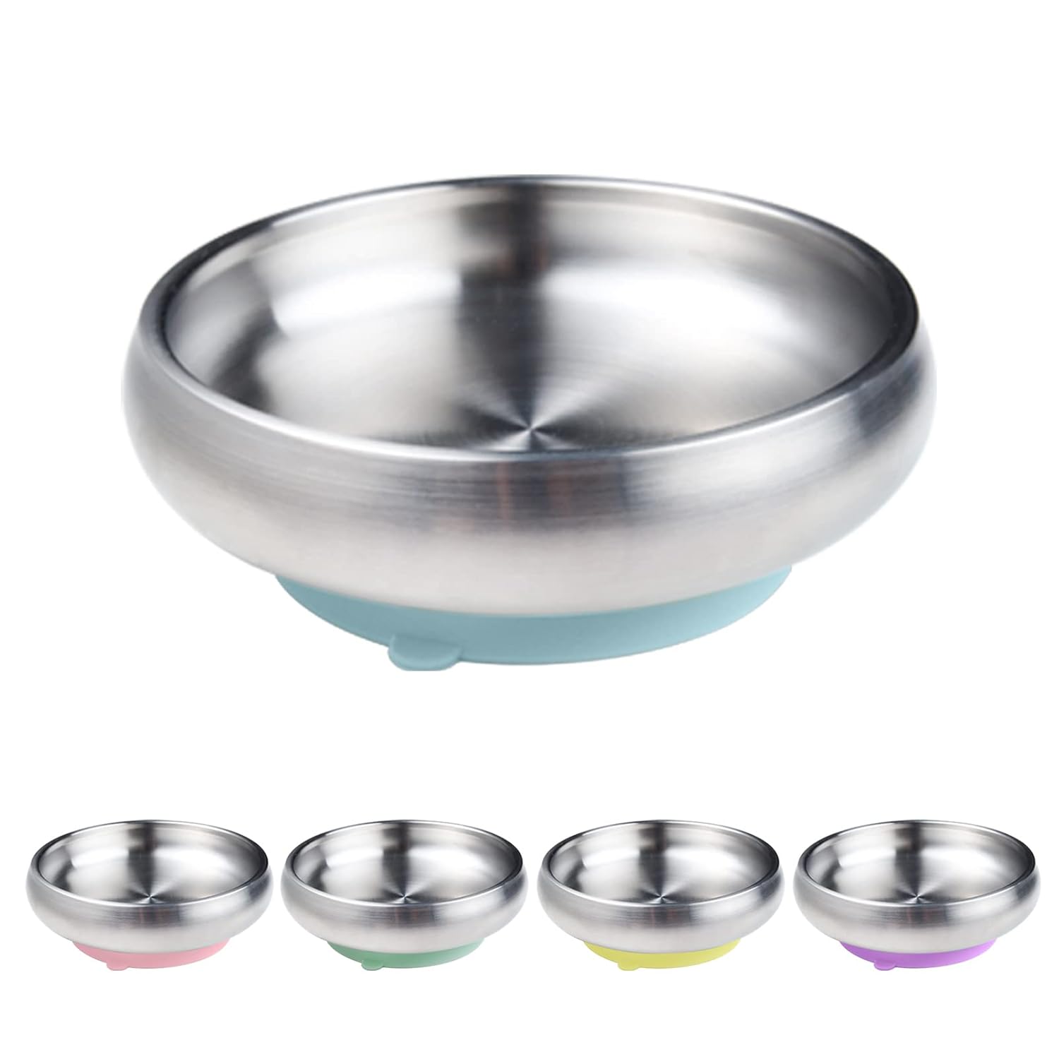 x Little.b Cuenco para cereales de acero inoxidable 1810 de doble pared con base de succión  20 onzas  20.3 fl oz (morado)