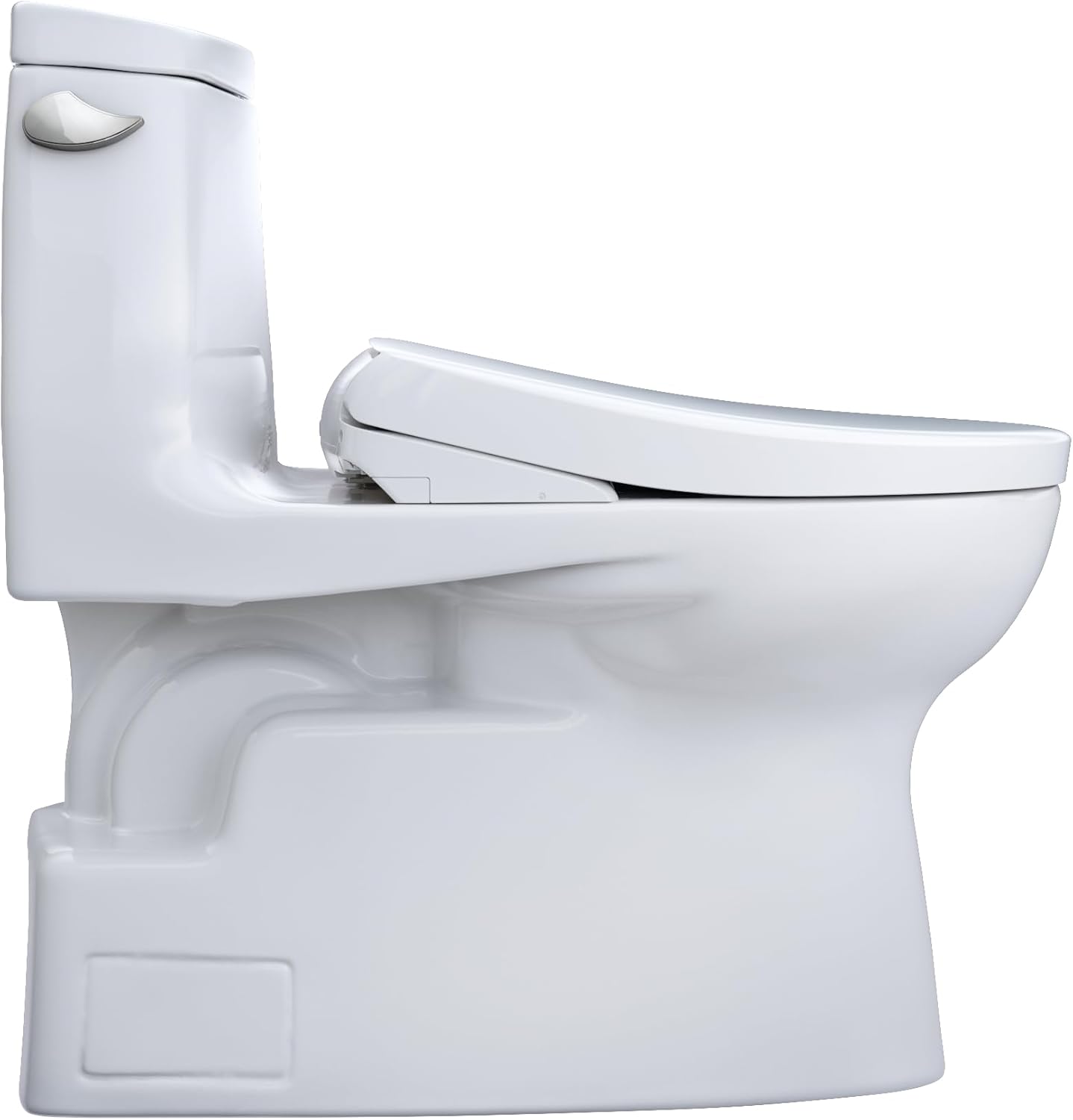TOTO WASHLET+ Carlyle II – Inodoro alargado de una pieza de 1.28 GPF con asiento de bidé contemporáneo WASHLET+ S7A, algodón blanco –