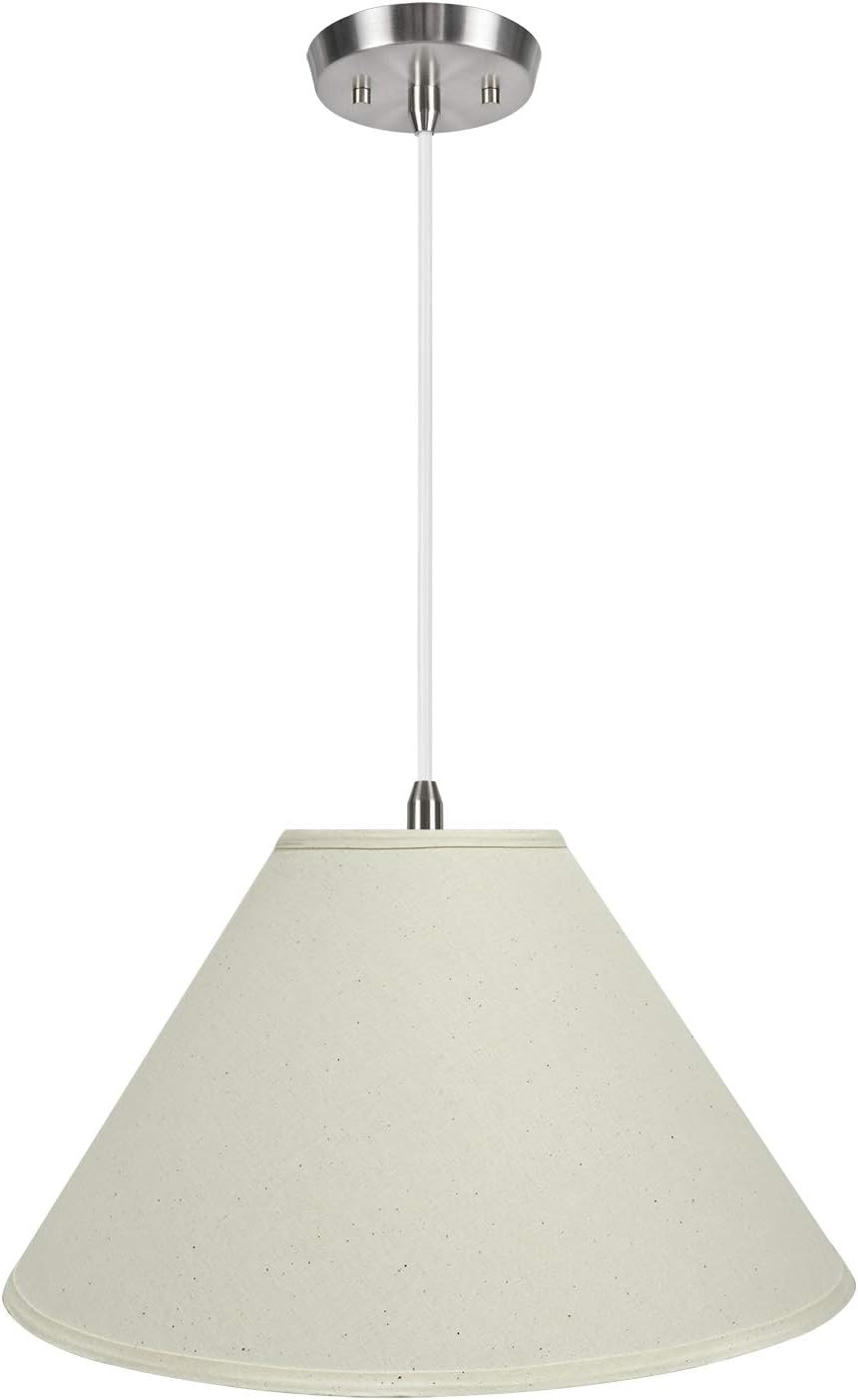 Aspen Creative, Blanco, 72204-11 Lámpara colgante de techo con pantalla de tela imperio de tapa dura, 19 pulgadas de ancho