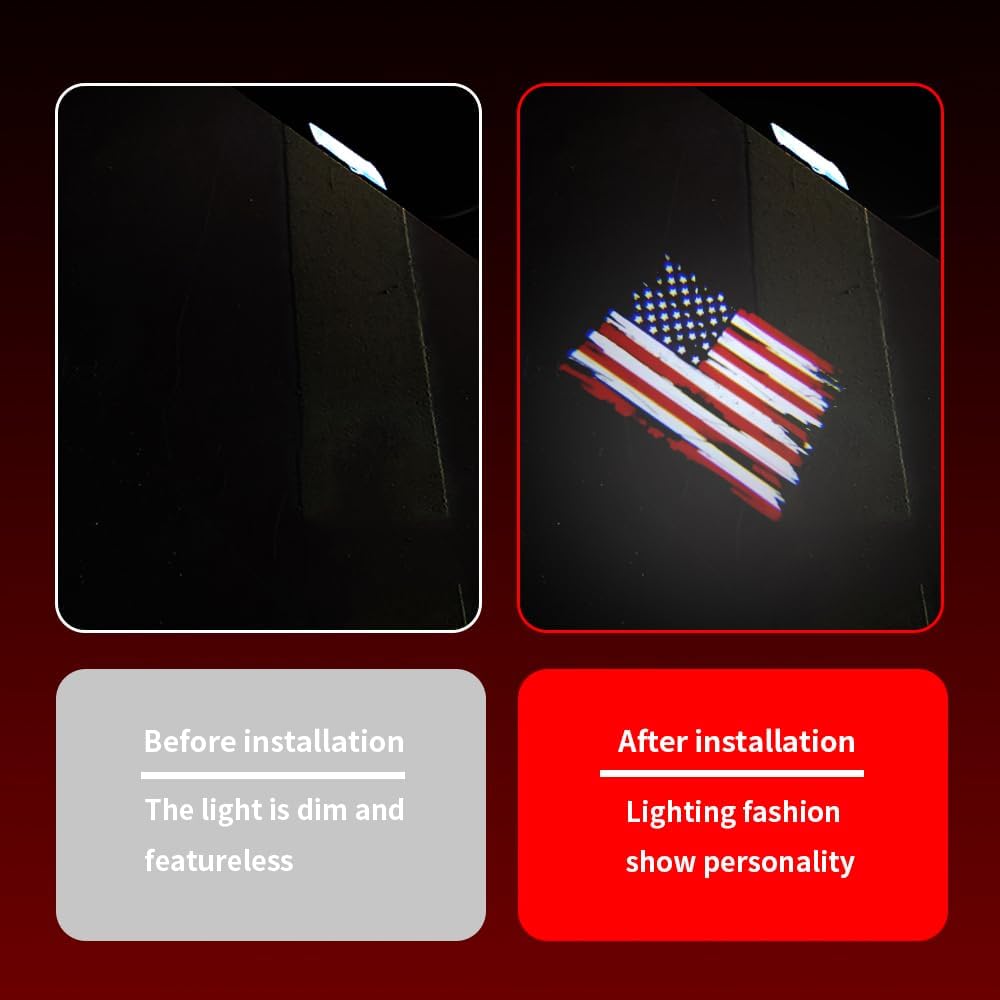 2 luces con logotipo de bandera estadounidense para puerta de automóvil, compatibles con Challenger 2015-presente de cortesía LED de sombra