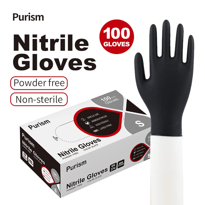 Daddy’s Choice Guantes de nitrilo, negros, pequeños, 100 unidades, guantes protectores