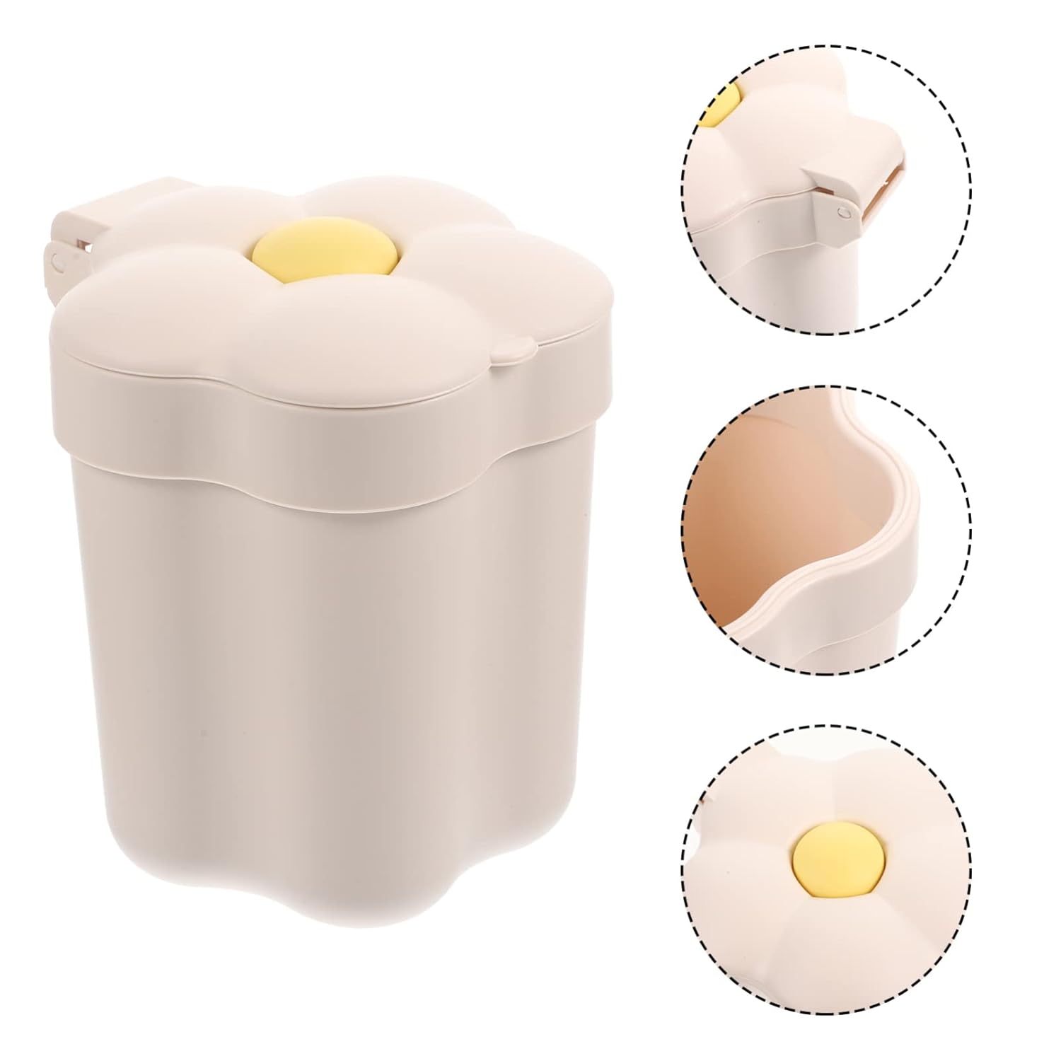 Cabilock Botes de basura, mini botes de basura en forma de flor, papelera de escritorio, papelera de reciclaje, cubo de basura para el hogar,