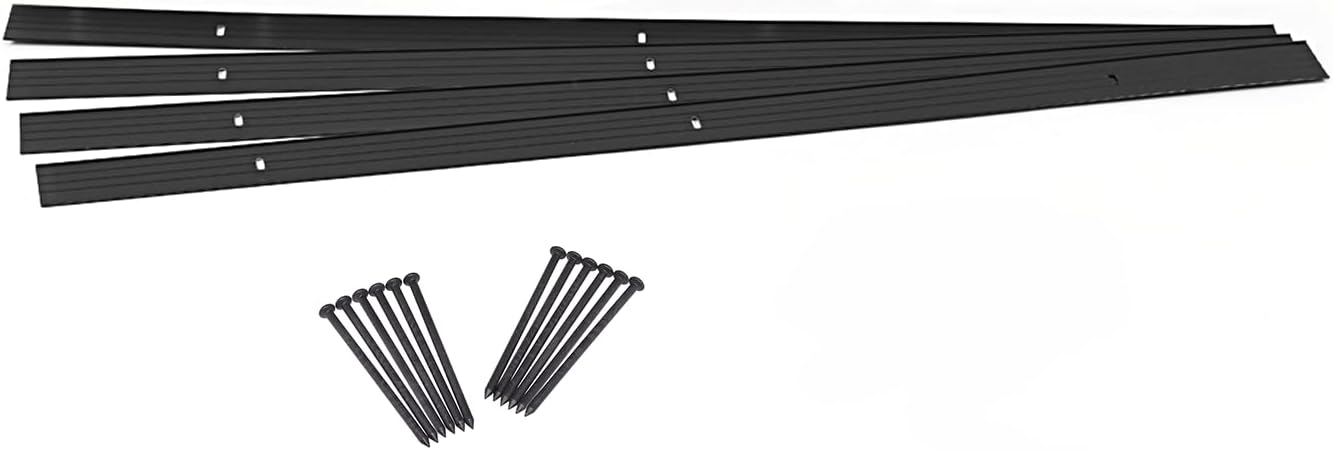 EasyFlex Kit de proyecto de borde de paisaje de aluminio, 4 piezas de metal para bordes de jardín con púas, kit de 24 pies, negro