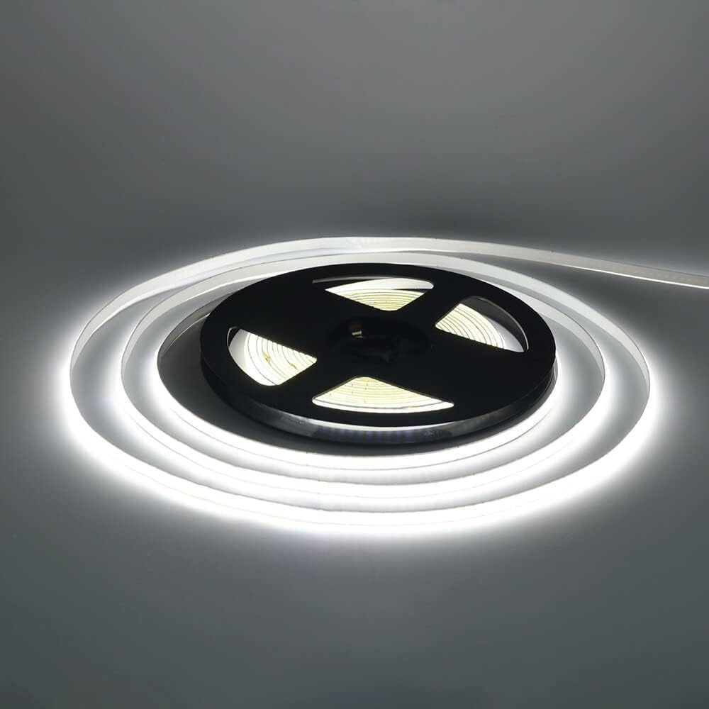 HEGEHE Tira de luces LED COB regulables, 3m9.9ft DC5V 320LEDsm, no impermeable, flexible, tira de luces FOB, luz diurna blanca flexible con