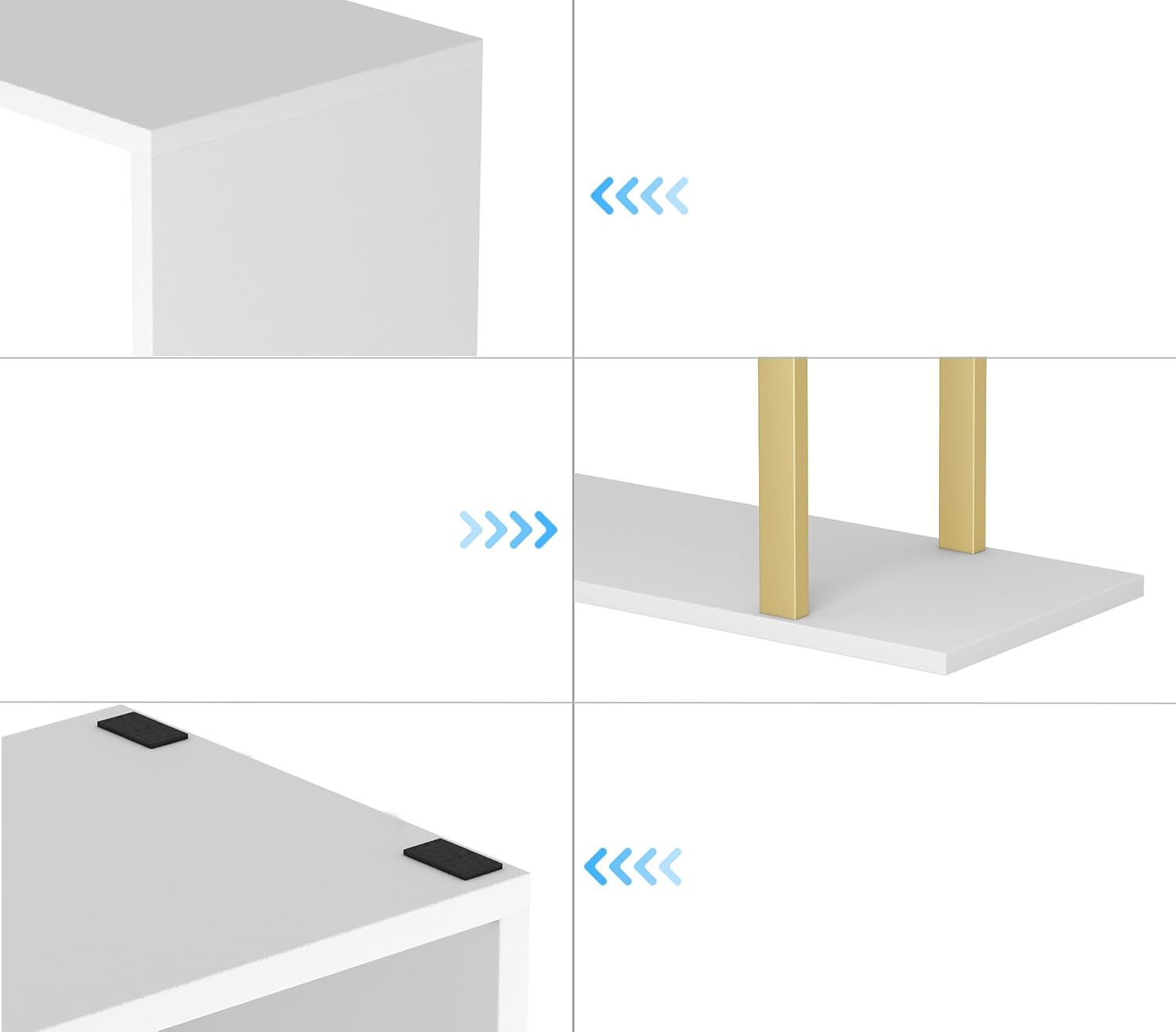 Yusong Estantería geométrica, estantería en forma de S, estantes de libros de 6 niveles para dormitorio, estante decorativo de madera moderno,