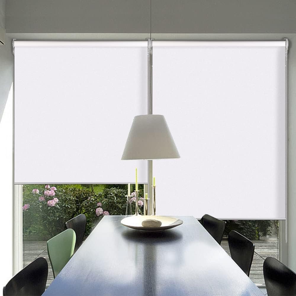 LUCKUP Persianas enrollables dobles para ventanas, color gris oscuro, persianas 100 % opacas y blanco 50% tela filtrante de luz en una pista de