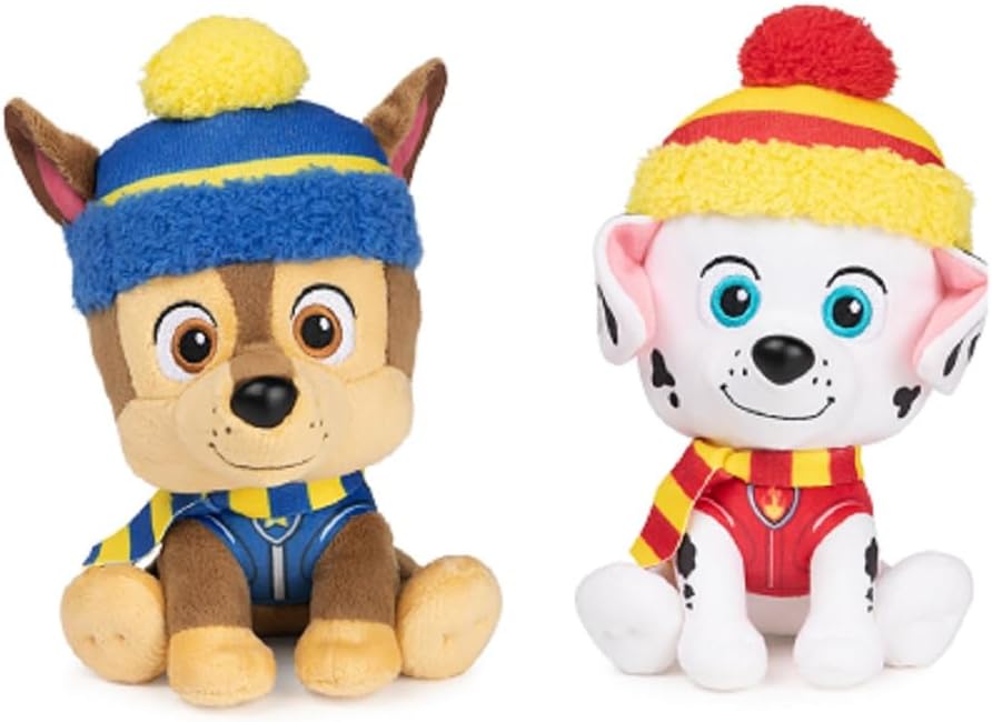 GUND Paw Patrol – Peluche de invierno de 2 piezas de 6 pulgadas, Chase y Marshall