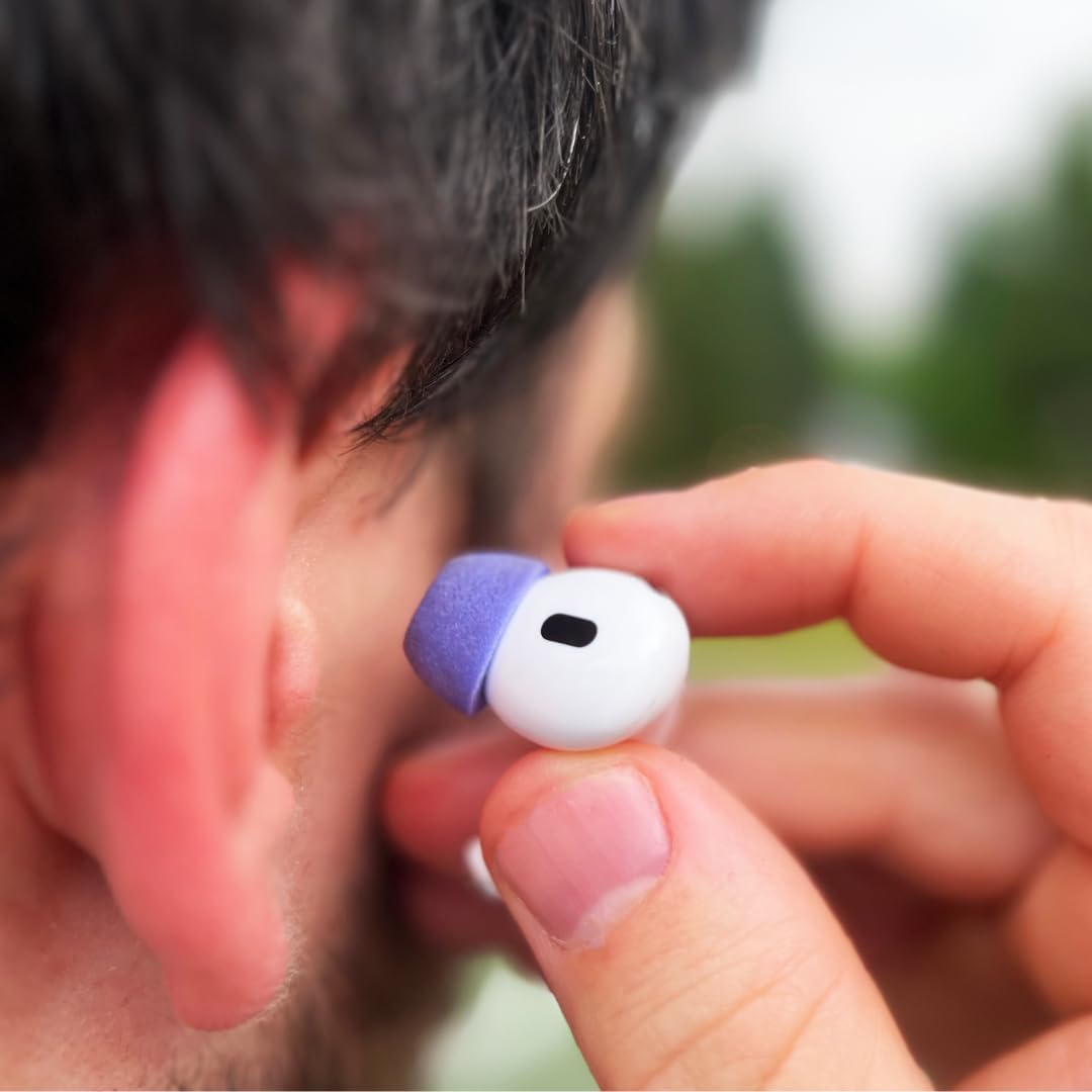 Comply Almohadillas de espuma para Apple AirPods Pro Generation 1 y 2, medianas, azul eléctrico, 3 pares, máxima comodidad, ajuste inquebrantable,
