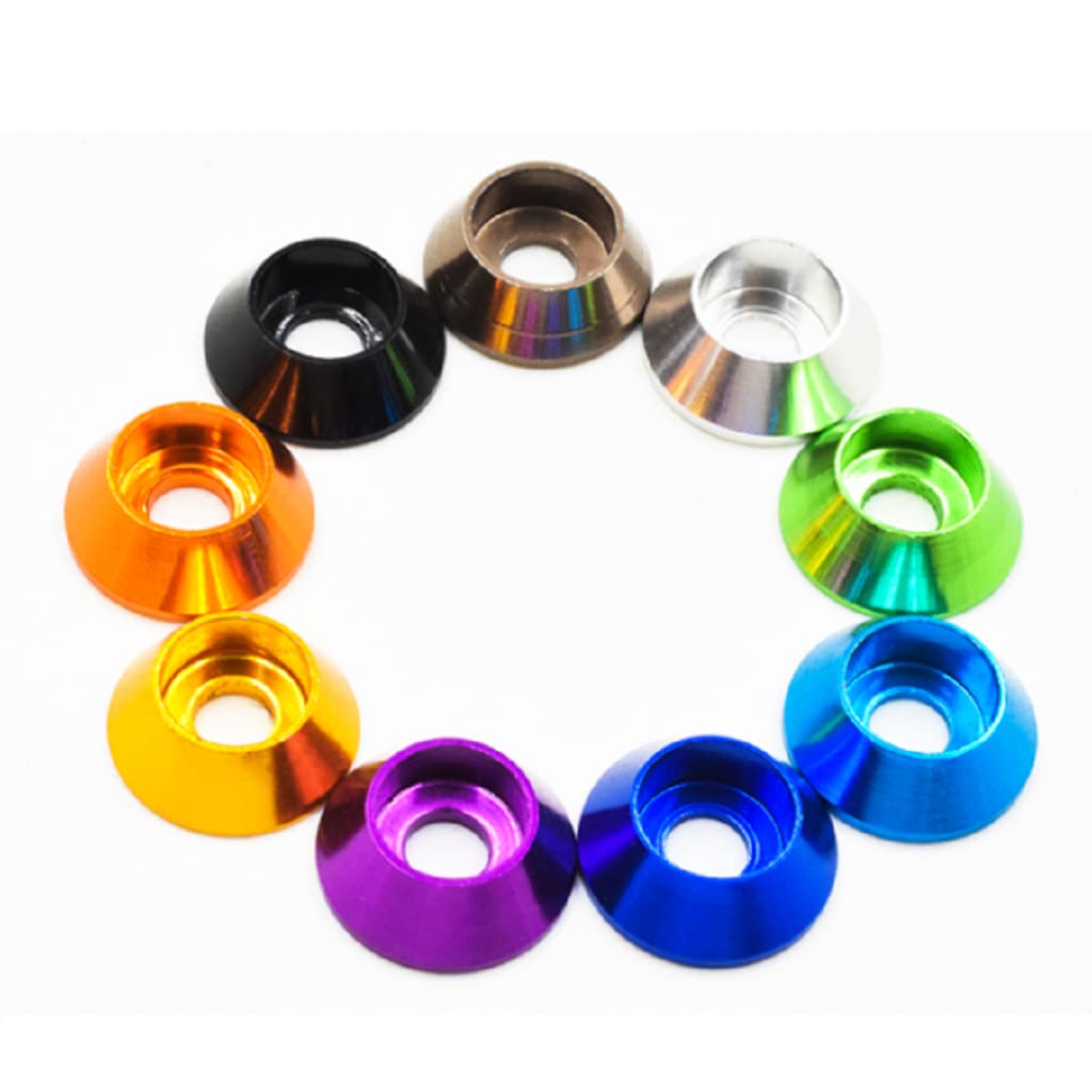 20pcs M6 Cono Arandelas de Copa Anodizado Aleación de Aluminio Junta de Tornillo Arandelas avellanadas (negro)