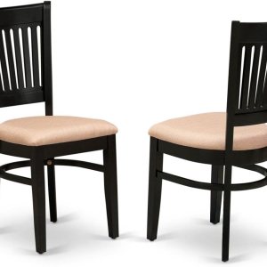 East West Furniture Vancouver – Juego de 2 sillas de madera tapizadas de tela de lino, color negro East West Furniture Vancouver – Juego de 2 sillas de madera tapizadas de tela de lino, color negro