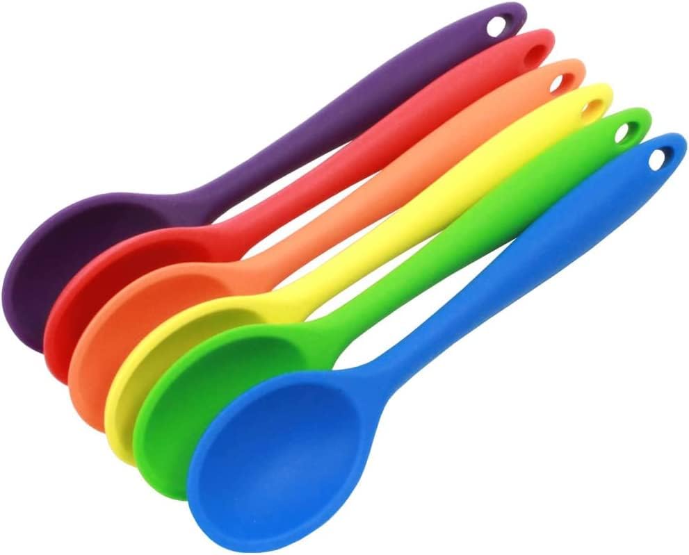 Cucharas de silicona para cocinar, resistentes al calor, diseño higiénico, cucharas de mezcla Utensi para cocina, cocina, hornear, agitar, mezclar