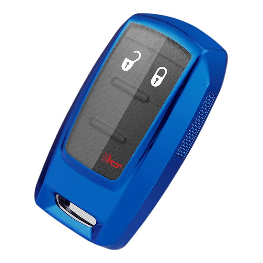 TANGSEN Funda para llavero inteligente, funda protectora de TPU azul compatible con Jeep Chrysler Dodge 2019 2020 2021 RAM 1500, 2500, 3500, 4500,