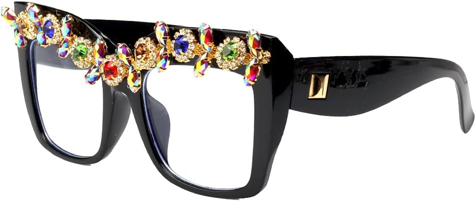 Gafas de lectura brillantes de gran tamaño con diseño cuadrado vintage de cristal brillante