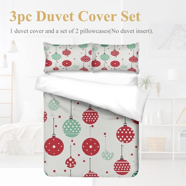 Bidesign Duvet Cover Set King Size Christmas Theme Merry ChristmasChristmas TreeBells Pattern Holiday Season Luxury Reversible Bedding Set Comforter