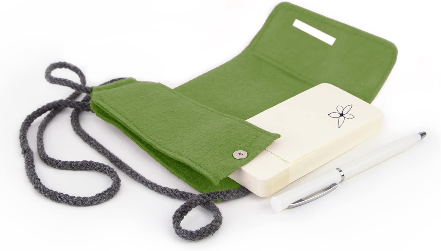 Three by Three Seattle Mini portátil TOTE.PAD de 5.5 x 2.5 pulgadas con estuche de fieltro y bolígrafo para notas, bocetos, escuela y viajes (verde)