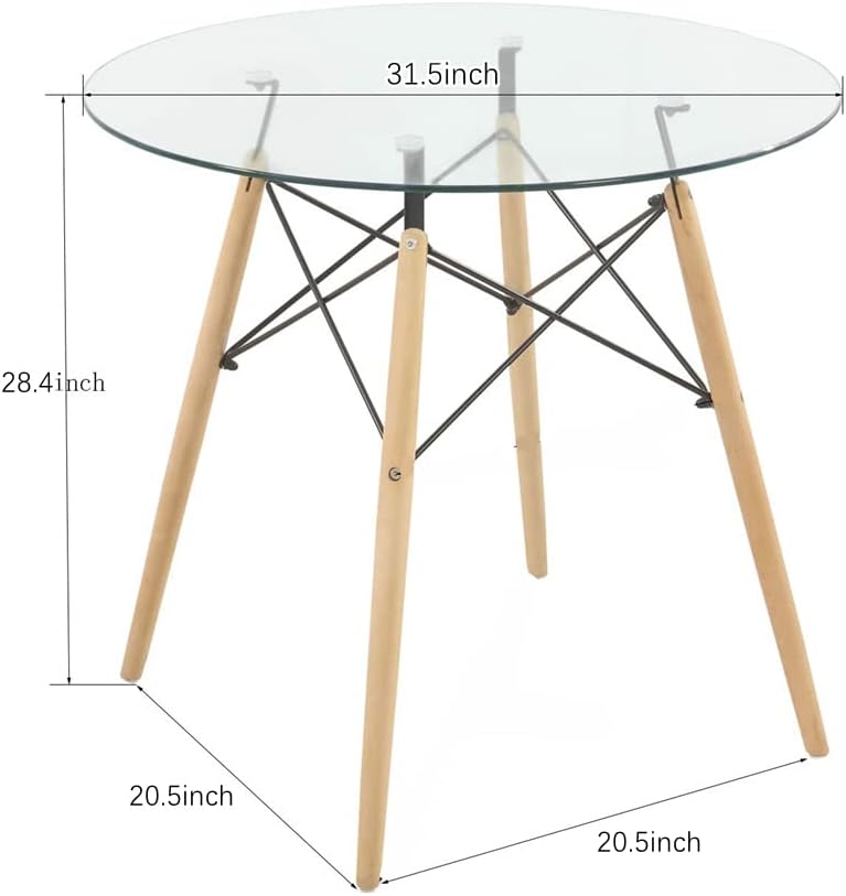 Mesa redonda de cristal para cocina, mesa de comedor de cristal, estilo moderno, mesa de centro redonda de ocio, escritorio de oficina con patas de